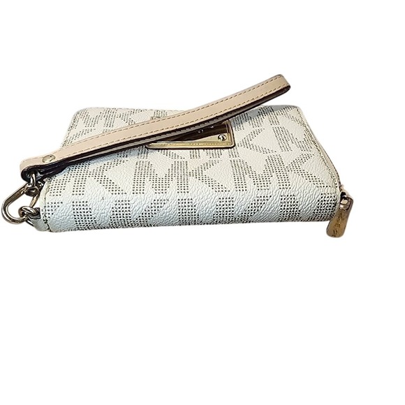 Michael Kors Jet Set Zip Around Wristlet Wallet White Beige - Picture 7 of 10